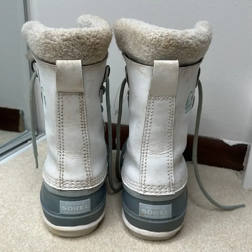 Sorel: White and Blue Waterproof Winter Boots